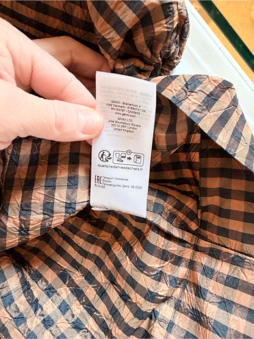 Ganni Checkered Taffeta top NWT - Picture 5 of 8